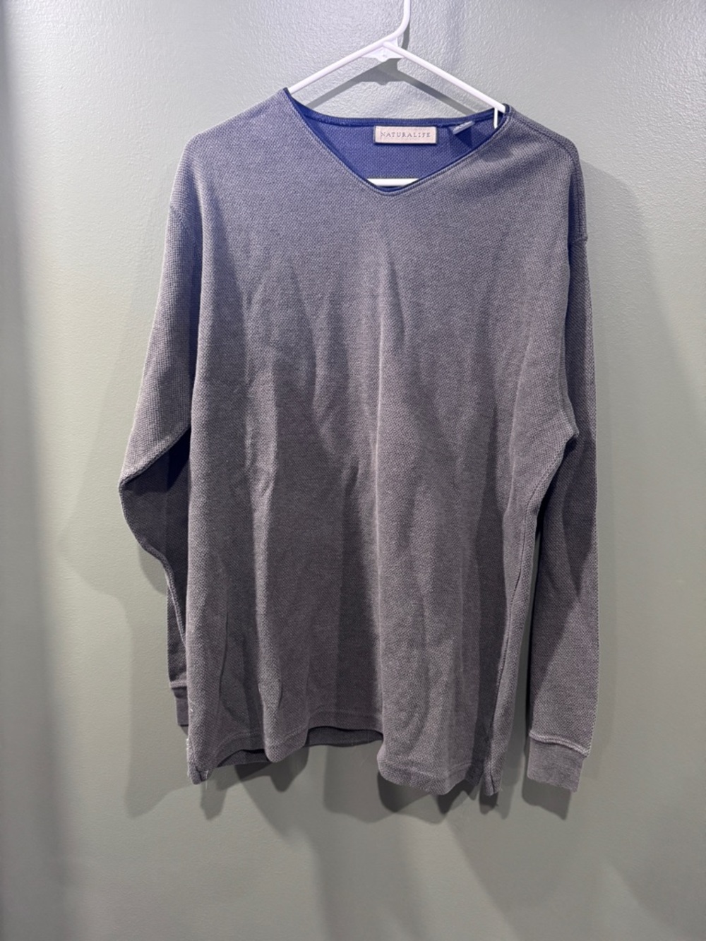 NATURALIFE Men's Green V Neck Sweater Pullover Long Sleeve L
